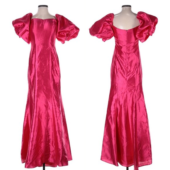 Mac Duggal Size 8 Pink Sweetheart Off The Shoulder Puff Sleeve Gown‎ Maxi Dress - Picture 6 of 8